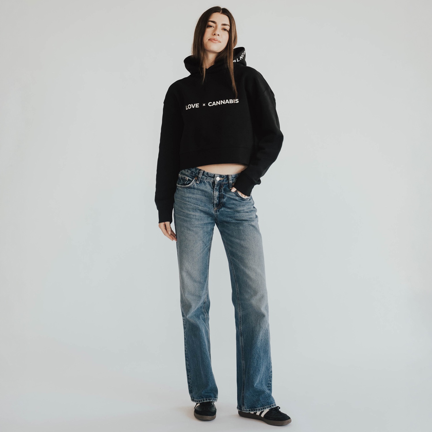 Love x Cannabis Crop Hoodie - Image 2